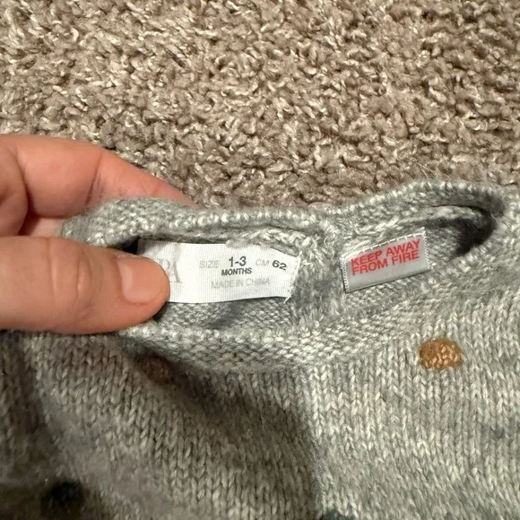 NWOT Zara Baby Bobble Knit Sweater Gray , size 1-3 months - Picture 6 of 10